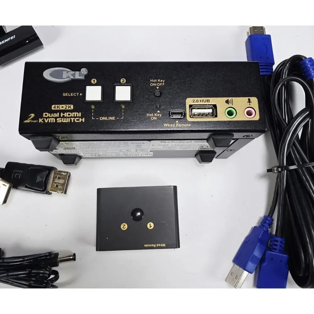 CKL HDMI KVM 2 Port 4K 30Hz Dual Monitor Extended Display (CKL-922HUA)